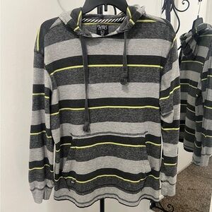 Point Zero Gray and Yellow Striped Sweatshirt.  #010